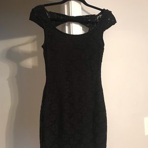 Black lace mini dress